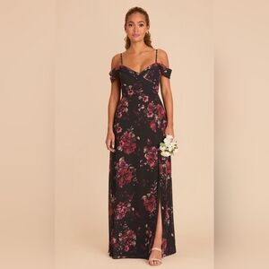 BIRDY GREY Spence Convertible Dress With Slit - Black Fleurs D'Amour